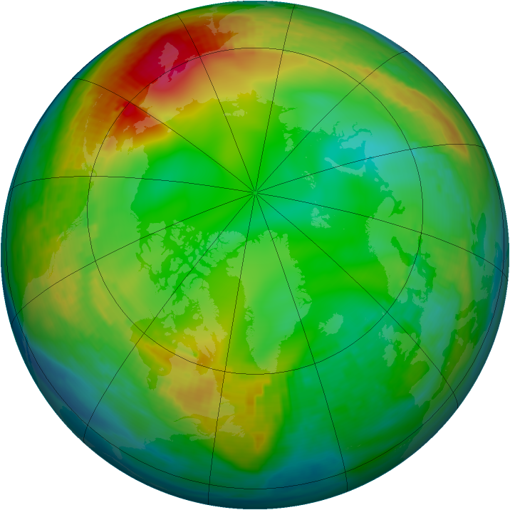 Arctic ozone map for 06 January 1989
